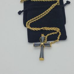 Black Onyx Cross With GP Rope Chain