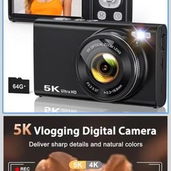 5K Digital Camera for Photography with 6X Optical Zoom, Autofocus 96MP Vlogging Camera for YouTube Video with Dual-Lens, Compact Point and Shoot Trave