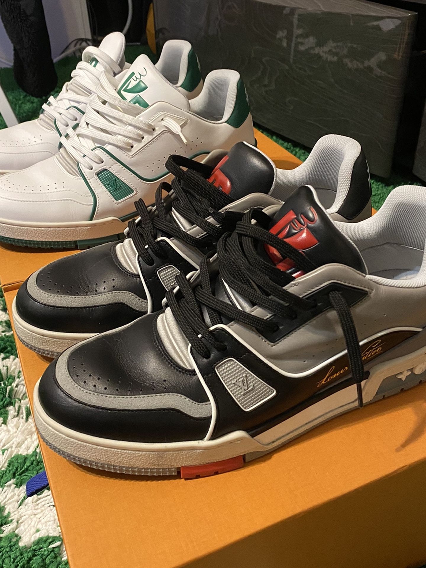 Black Louis Vuitton Virgil Trainer Sneaker Lv Off white Nike Supreme Bape Adidas