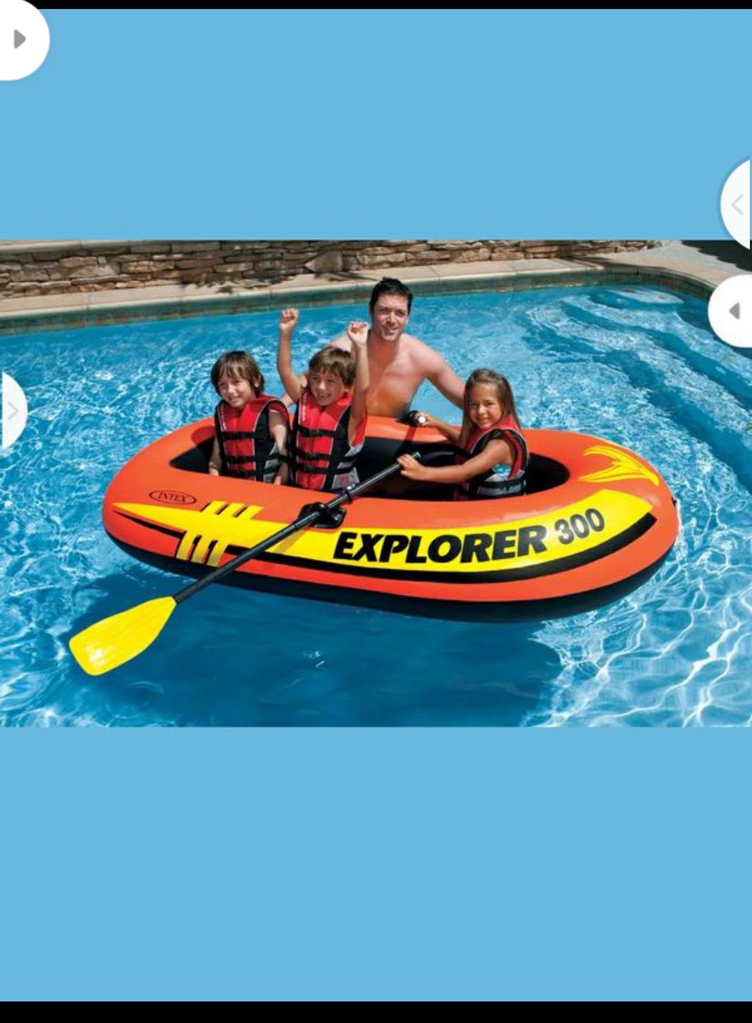 Intex Explorer 300 Compact Inflatable Fishing 3 Person Raft Boat w Pump & Oars