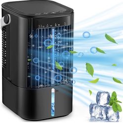 Portable Air Conditioner - Personal Mini AC Quiet Air Cooler with Handle,90° Oscillating Desktop Cooling Fan,2/4H Timer 7 Color,3 Speeds,Small Mobile 