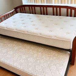Contemporary Solid Wood, Beautiful  Daybed With Two Mattresses Sleeps Two Ppl Comfortably
