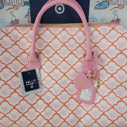 $80 New Collab, Roller Rabbit Geo Hearts Softside Duffel Bag