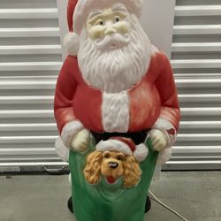 Vintage Empire 43” Santa Puppy Christmas Blow Mold Lawn Decor