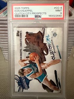 2025 Topps Kon Knueppel Clutch City Prospects rookie (RC) card #CC-4 in a PSA mint 9