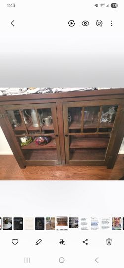Old Antique library Cabinet With Two Glass Doors