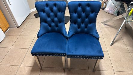 Blue Tuft dining chair set of 2