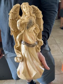 Angel Figurine with Wings and Floral Detail