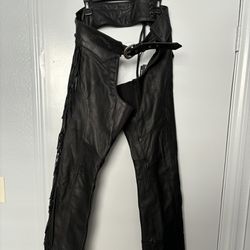Harley Davidson 100% Leather Chaps With Fringe