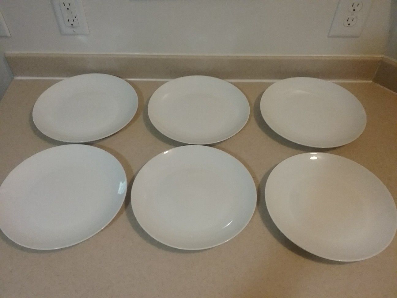 Six Gibson USA White 10.5 Inch Dinner Plates