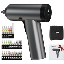 Cordless Electric Screwdriver, LAZYBOI Rechargeable 3.7V Power Screwdriver Kit 26pcs, All-in-One Design with Screen, 6 Torque, USB-C Charging, Work Li