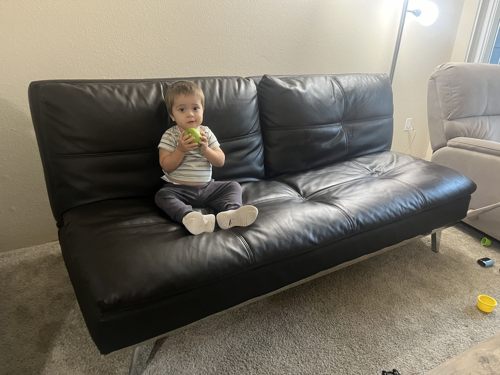 Folding Leather Couch With Outlets