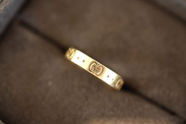 Gucci Icon Thin Band 18k Gold Ring Size 7