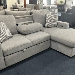 Light grey sleeper sectional