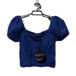 Dolls Kill (J) Horoscopez On Blueberry Hill Sweater Sz M Cropped Fuzzy Puffy NWT