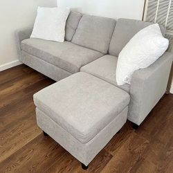 Beige Modern 78” Sectional Sofa with Reversible Chaise by Honbay