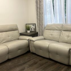 2 Cream Leather Couches 