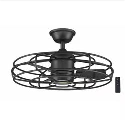 Heritage Point 25 in. Indoor/Outdoor Matte Black Fandelier Ceiling Fan with Adjustable White LED with Remote Included