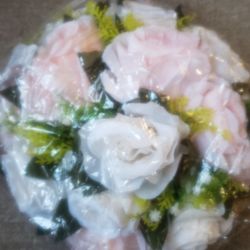 10 Centerpieces Color White &rose Peach 