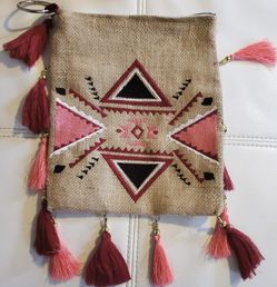 Artisan Pink & Burgundy Multi-Tassels Handmade Hand Bag