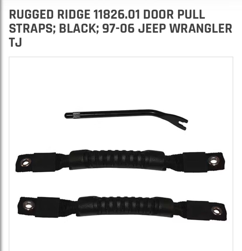 Rugged Ridge 11826.01 Door Pull Straps; Black; 97-06 Jeep Wrangler