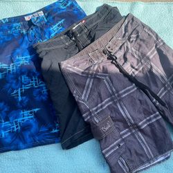Lot Of Men's SZ 36 Board Shorts Rusty, O'Neil