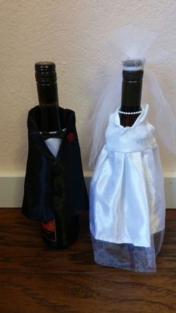 Bride and Groom Wedding Champagne wine bottle covers