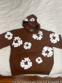 Brown Denim Tear Hoodie