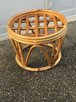 Vintage MCM Bamboo Bentwood Rattan Stool/Ottoman/Plant Stand