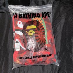 BAPE Double Hooded Red Hoodie New w Bag & Tags *RARE*