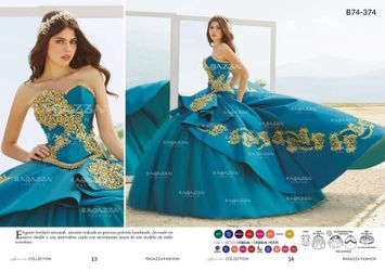 Teal Beaded Quinceañera Dress By RAGAZZA