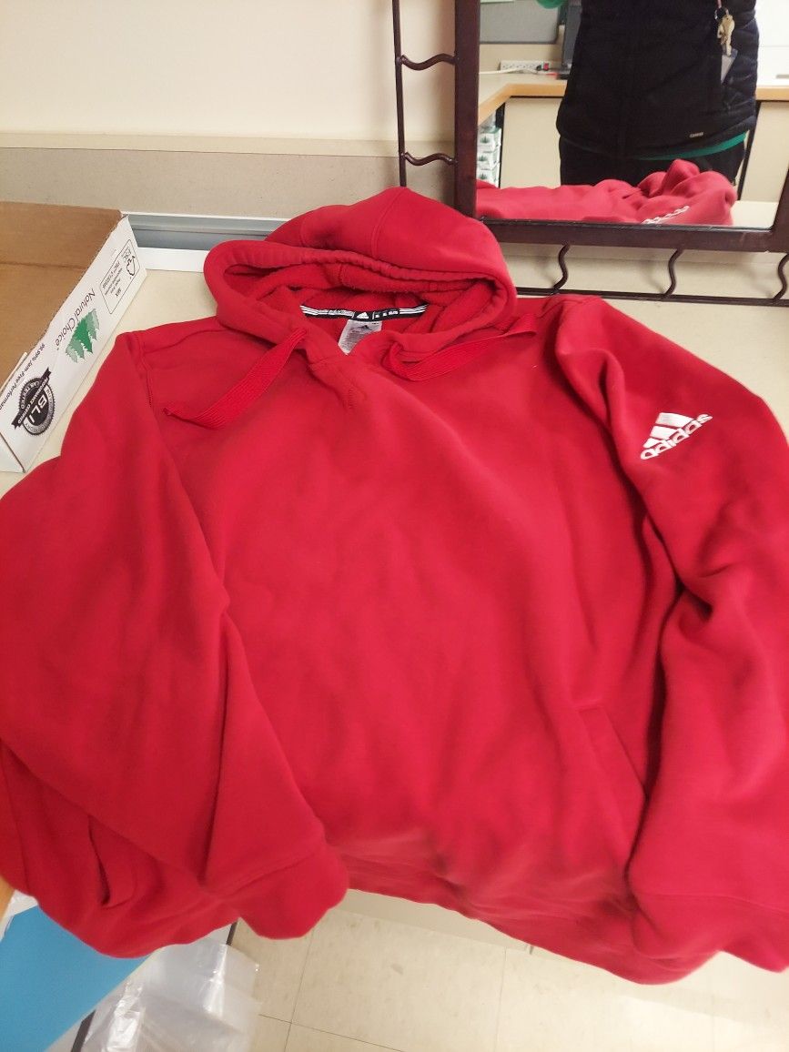 Men's Adidas Hooded Sweatshirt.   Red.  Men's XL