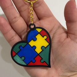 Autism Heart Puzzle Keychain Mini 3D Printed Puzzle Piece Heart Awareness Gift Sensory Fidget Keyring Colorful Support Autism Love