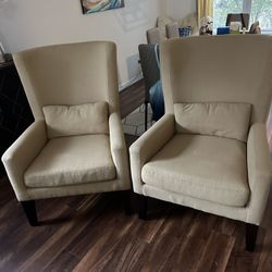 Two high back Gold/beige Sitting Chairs