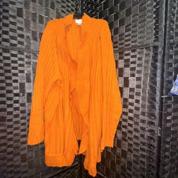 Brand New CW Classics Ladies 3X Ruffle Trim Cardigan Sweater Jacket Russet Orange