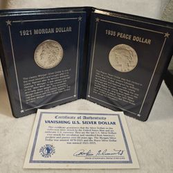 #292 Silver 1921 Morgan &1935 Peace Dollar Coins
