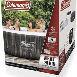 Inflatable Coleman 90455 SaluSpa Bahamas 71 x 26 pulgadas, bañera de hidromasaje portátil para 4 personas al aire libre con 120 chorros de aire, bomba