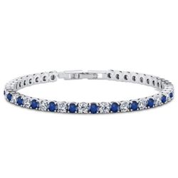 DiamondAura Tennis Bracelet (sapphire blue and white)