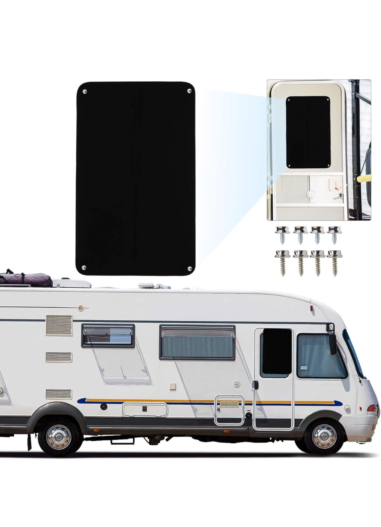Brandnew Universal RV Door Window Shade Blackout Cover Shade 16 x 24.75 Inch Stretchy SBR Nylon Travel Trailer Motorhome Interior Sun Shade Accessorie