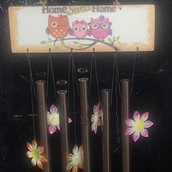 “Home Sweet Home” Owl/Flowers Wind Chimes
