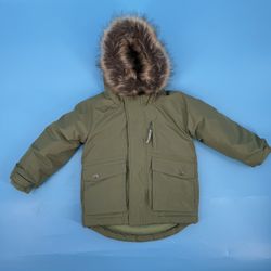 Toddler Solid Heavyweight Parka Jacket - Olive Green Sz. 2T