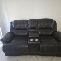 2 Seater Leather Recline Sofa 