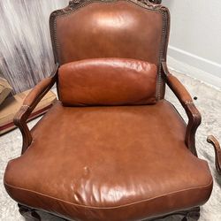 Antique Arm Chair Italian Leather Henry XV