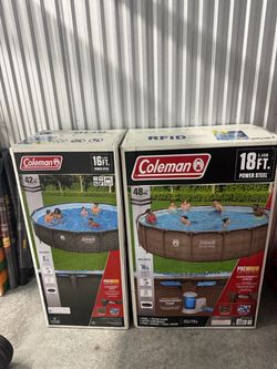 Coleman Power Steel 18ft x 48in Round Steel Frame Pool Set w/ Pump, Ladder