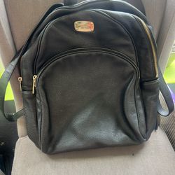 Large Black Mk Leather Backpack 