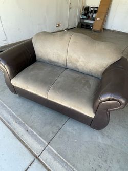Loveseat Couch – Brown & Tan – Good Condition