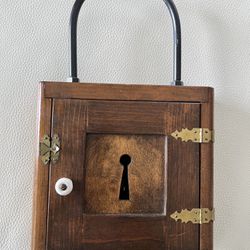Vintage Primitive Key Holder Lock Box 