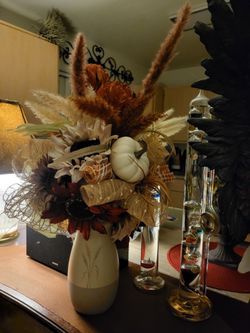 Fall Floral Arrangement in Ceramic Vase