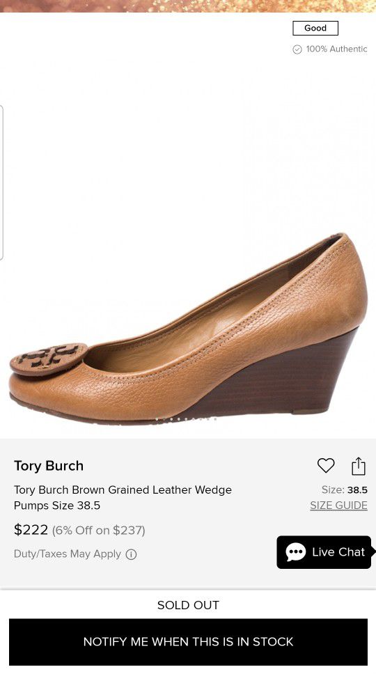 Size 7 Tory burch Leather Wedges 