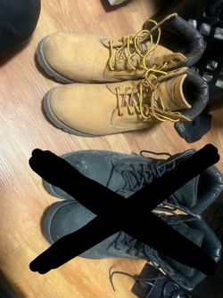 $60 each Timberland Boots Men’s Size 10 2 Pairs Bundle Wheat Tan & Black 6 Inch Leather Lace Up Work Boots Classic Timberlands Timbs Casual Shoes Used